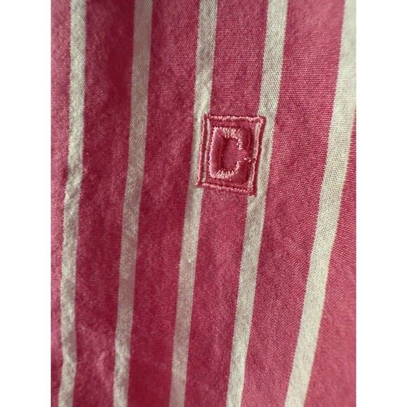 Chaps Pink Striped Button Up Shirt 3X XXXL Collared 3/4 Sleeve Top White Casual - Picture 10 of 11